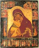 Икона Божией Матери Донская со святыми на полях