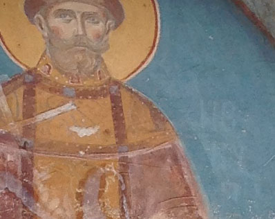 Фрагмент фрески "Царь-Искупитель Николай Второй" с подписью "Искуп...". 24 августа 2014