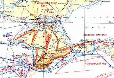 Освобождения Крыма. Карта,  линия фронта к исходу 7 апреля 1944 г.