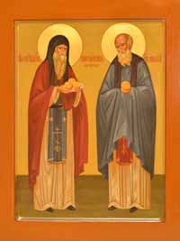 Икона Преподобных Спиридона и Никодима, просфорников Печерcких