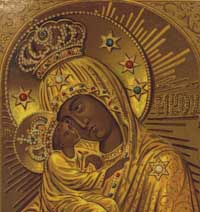 Фрагмент точной копии иконы Божьей Матери Почаевская