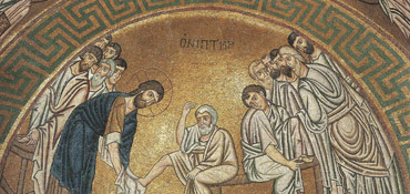 Омовение ног; Византия; XI в.; местонахождение: Греция. Фокида, монастырь Осиос Лукас